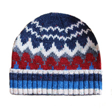 Mens Soft Stretch Slouch lã inverno malha Jacquard quente Cap Beanie Hat (HW426)